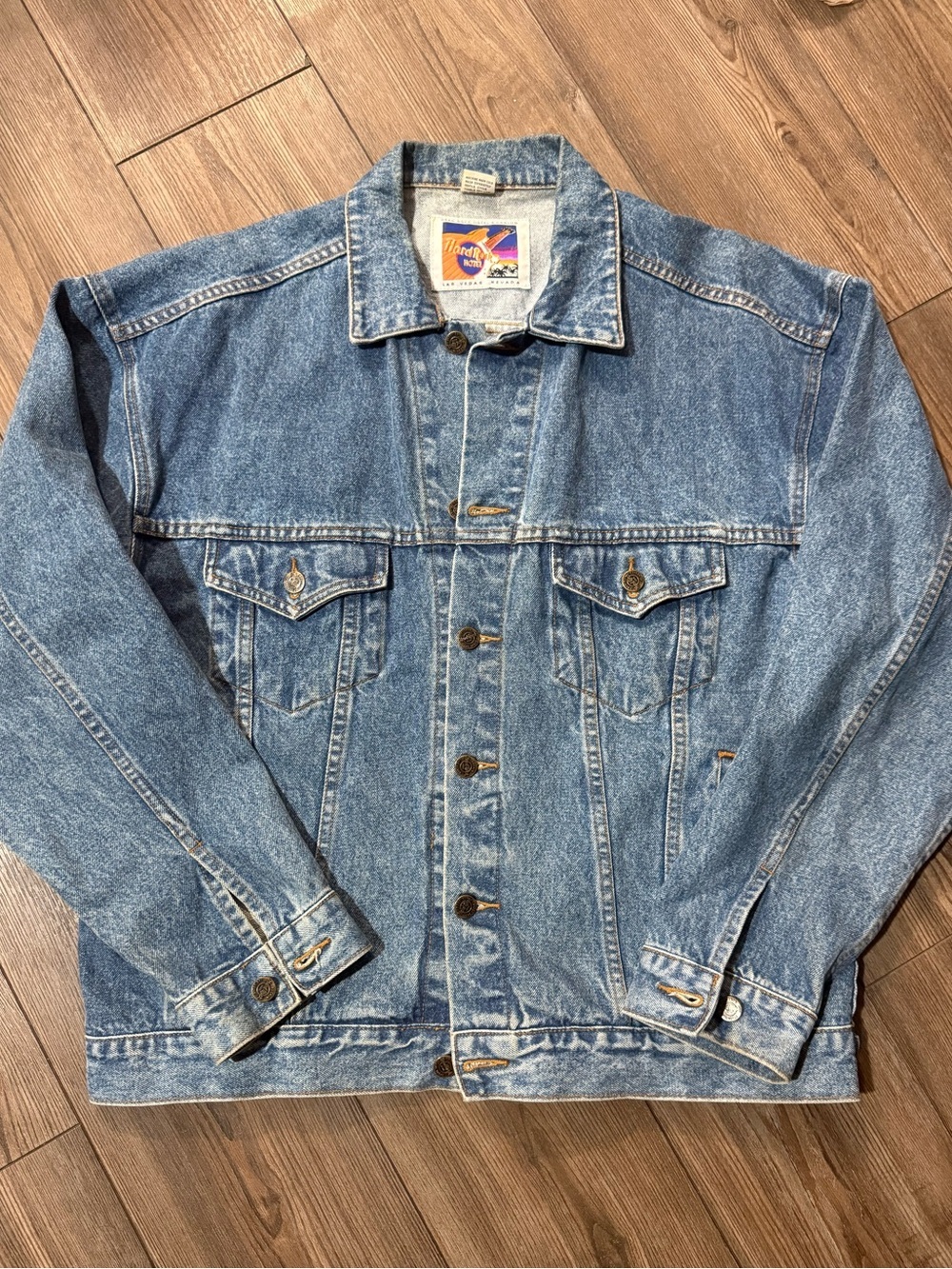 Vintage Hard Rock Hotel Las Vegas Denim Jacket Embroidered 90s Trucker Large